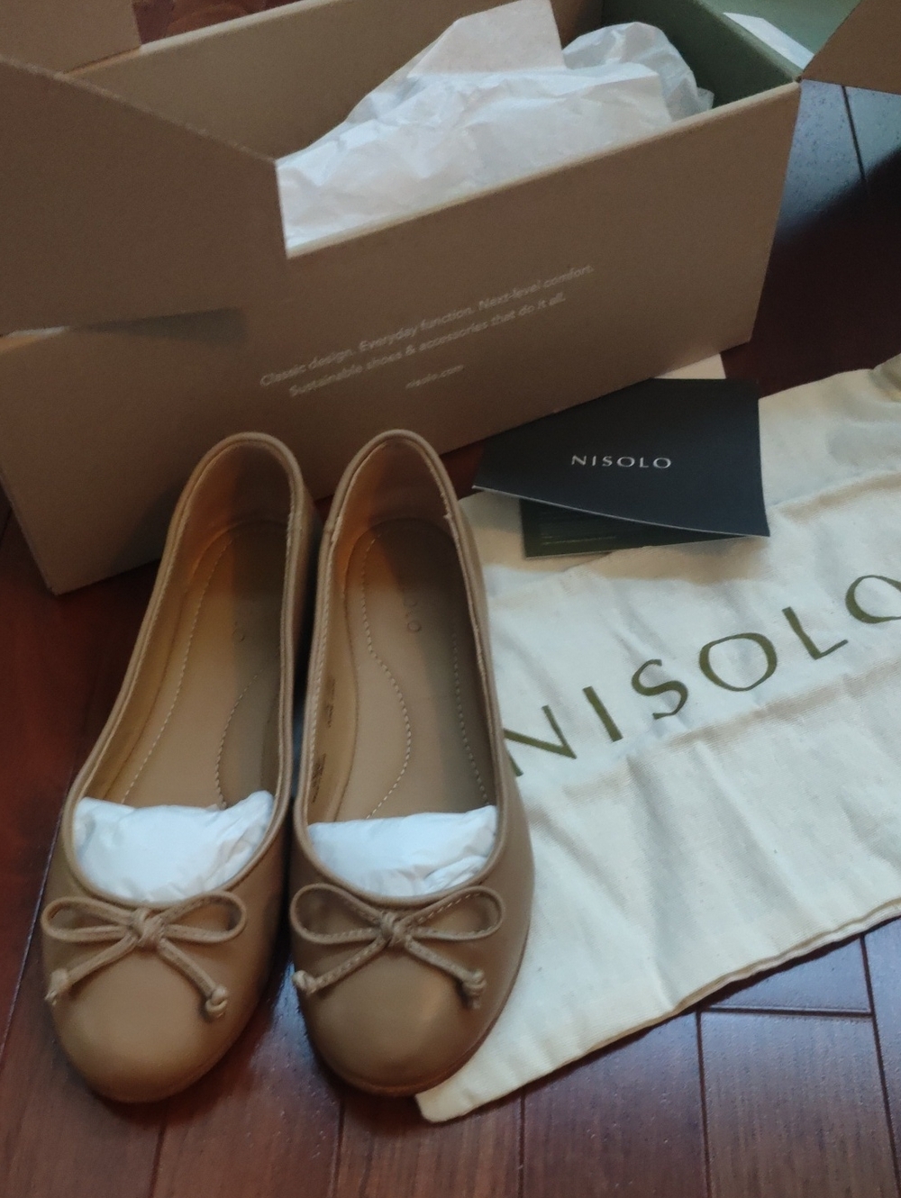 Nisolo Women's Bea Go-To Ballet Flats In Almond Tan Leather Size 6
